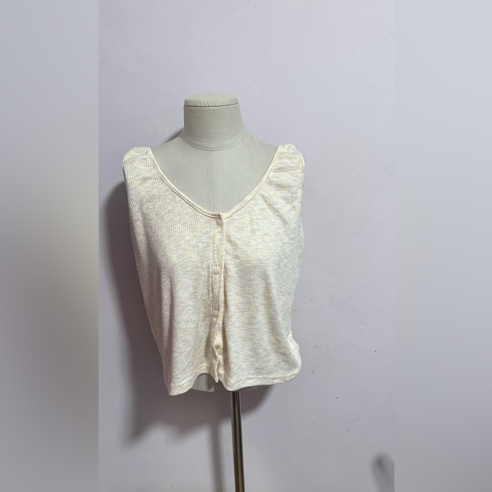 Women's Cream Button-Down Tank Top